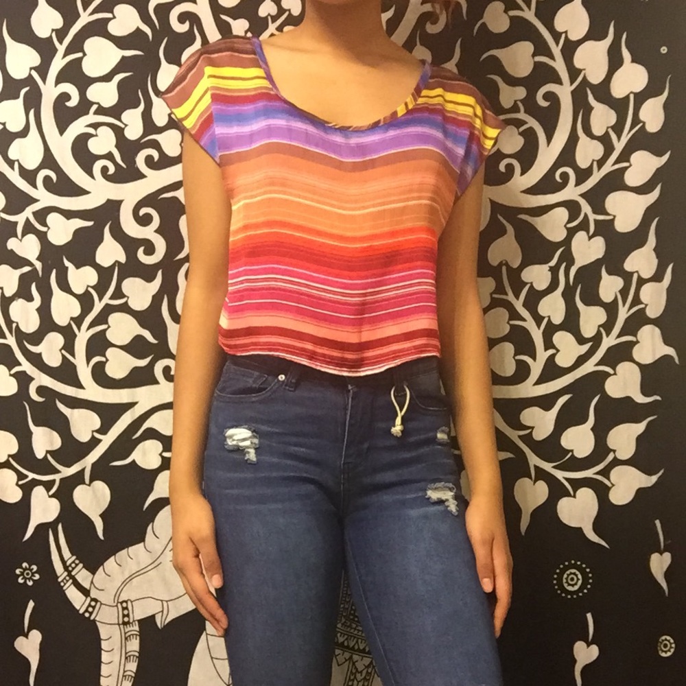 Rainbow striped croptop